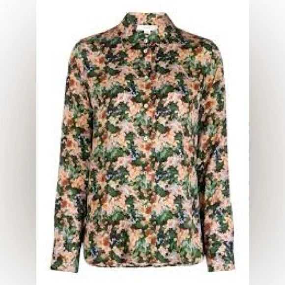 Vince Wild Primrose Floral Silk Blend Shirt Size L - Picture 2 of 7